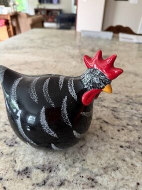 La Dolce Vita Hen House Collection Ceramic Black Chicken Hen Rooster Cottagecore